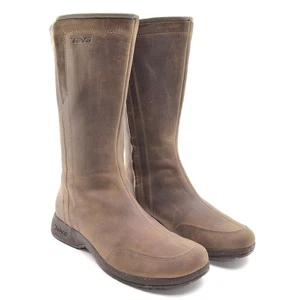 Damen Teva Capistrano wasserdichte Winterstiefel 39 / 8 braun Leder mittelhoher Reißverschluss Schuhe - Bild 1 von 8