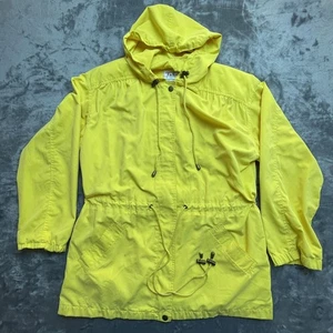 Vintage Talbots Jacket Womens Small Bright Yellow Hooded Cinch Waist Retro Comfy - Picture 1 of 9