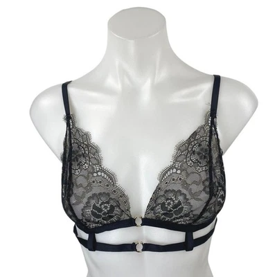 NOVO Sutiã Intimissimi Preto Floral Renda Tiras Cami Camisa Lingerie Tamanho 36B - Imagem 1 de 4