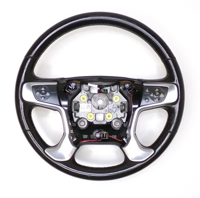 GMC 14-19 15-19 Sierra Chevrolet Silverado Black Leather Steering Wheel - Image 1 of 4