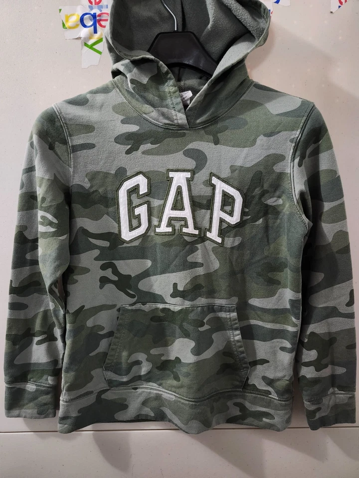 GAP Sudadera Mujer S Verde Sudadera con Capucha Pullover Camuflaje Bordado Letro Deletreado Vellón Foto 1 de 4