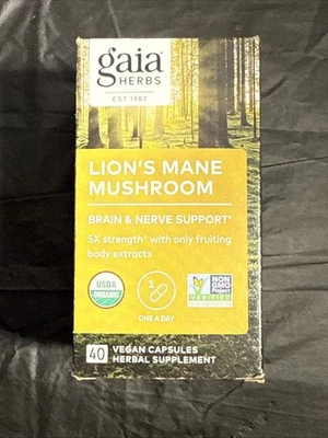 Gaia Herbs Hongo Melena de León 40 Cápsulas Suplemento Herbal Exp 08/2027 Foto 1 de 4