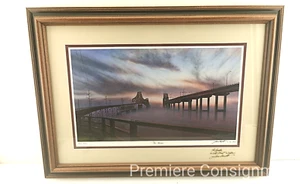 The Bridges von Jim Booth Charleston SC Brücken signiert mattiert gerahmt klassische Ausgabe - Bild 1 von 9