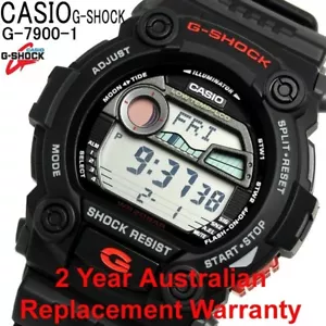 CASIO G-SHOCK WATCH G-7900 G-7900-1 MOON DATA TIDE GRAPH BLACK 2-YEARS WARRANTY - Picture 1 of 12