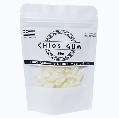 CHIOS GUM MASTIC GROWERS ASSOCIATION TOP GRADE Organic MASTIC GUM 25Gr (0.88Oz) Greek Chios Mastica Masticha Mastixa