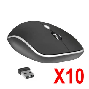 Lot of 10 2.4GHz Wireless Cordless Optical Mouse Mice USB PC Laptop Black - Picture 1 of 9