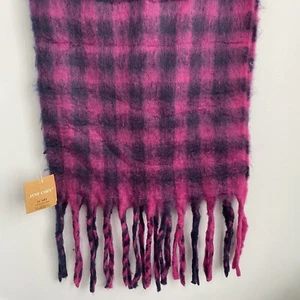 NEW Just Cozy Neck Scarf Wrap Purple Plaid Long 16x92” Fringed Super Soft Fuzzy - Picture 1 of 6