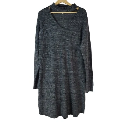 Vestido Suéter Derek Heart Manga Larga Tejido Gris Negro Plus 3X Mármol Cuello en V Nuevo con Etiquetas Foto 1 de 4