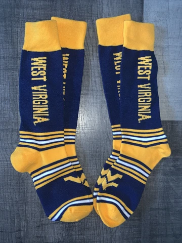 WEST VIRGINIA MOUNTAINEERS NCAA COLLEGE LOGO GO TEAM DRESS SOCKS MENS 2 PAIR SET Cover