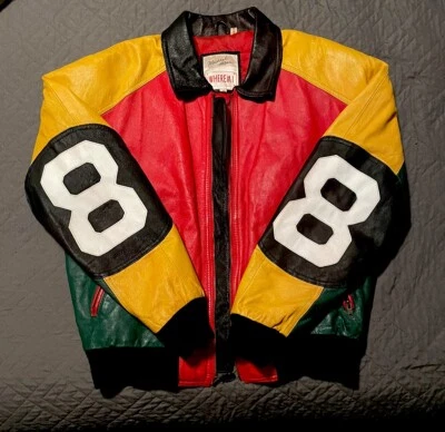 Auténtica chaqueta de cuero 1990 Michael Hoban WHEREMI Seinfeld 8Ball hecha en 1990 Foto 1 de 4