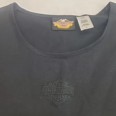 Harley Davidson рубашка женщин XL черный повседневный длинным рукавом хлопок мотоцикла логотип - Изображение 1 из 4