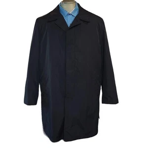 Perry Ellis Portfolio Trench Coat Black Softshell Buttons Zip Out Lining Sz 44R - Picture 1 of 15
