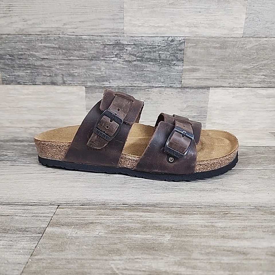 Sandalias de cuero marrón Naot Santa Cruz para hombre talla 8 para mujer talla 10 extensiones (USADAS 1X) Foto 1 de 4