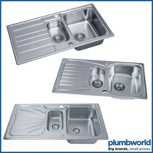 Modern Stainless Steel Inset Kitchen Sink Various Styles 1.5 Single Bowl + Waste - Picture 1 of 14