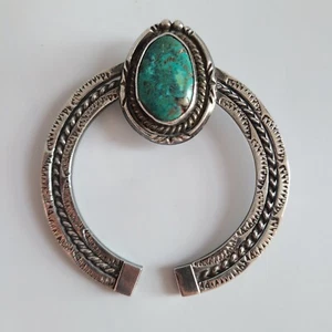 Colgante de plata esterlina azul turquesa azul herradura Suroeste Grande - Imagen 1 de 11