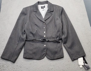 Sweet Suit Blazer Women Size 22W Multi Herringbone Lined Peak Lapel Belted Waist - Picture 1 of 7