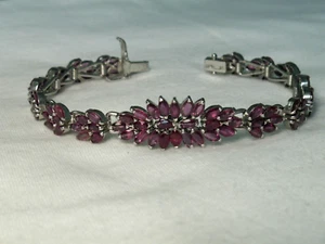 Firmato LH Argento Sterling, Viola/Prugna Toni Marquise Topazio Gemme Bracciale - Foto 1 di 8