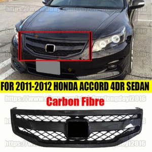 For 20011-2012 8.5th Gen Honda Accord 4dr Sedan carbon fiber style Front Grille - Picture 1 of 2