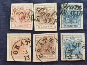 Stempel Gratz auf 6 Marken Ausgabe 1850/54 - Bild 1 von 1