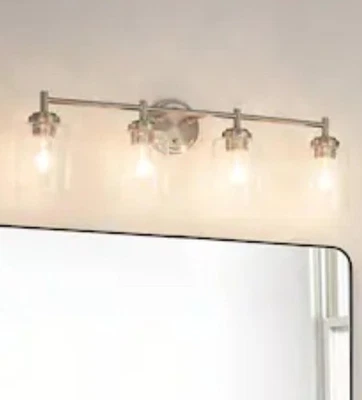 Kichler Winslow 4 Light Brushed Nickel Vanity Seeded Glass Shade 45887 NI - Image 1 of 4