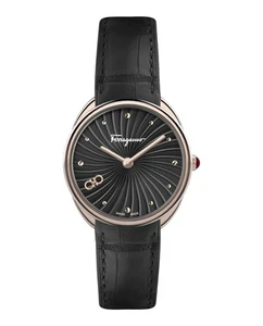 Ferragamo Womens Cuir Rose Gold 34mm Strap Fashion Watch - Picture 1 of 5