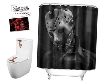 Cortina de ducha decorativa de Halloween para Jason Voorhees - 72x72 pulgadas con 10 ganchos,  Foto 1 de 4