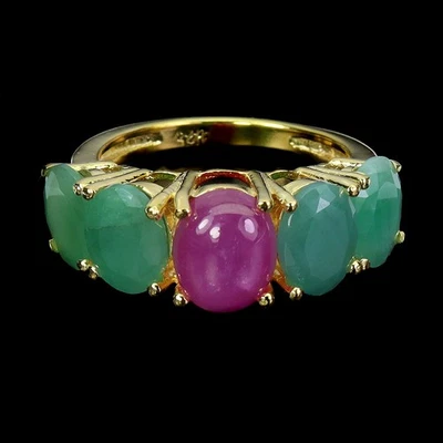 Anillo de plata de ley 925 rubí ovalado 9x7 mm esmeralda piedras preciosas naturales joyería tamaño 9 Foto 1 de 4