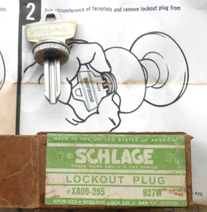 SCHLAGE lock LOCKOUT PLUG LOCKSMITH TOOL 927W - Picture 1 of 1