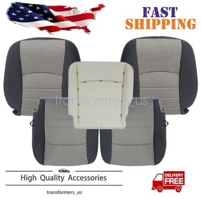 Fits 09-12 Dodge Ram Front Bottom & Back Cloth Seat Cover & Foam Cushion Gray Foto 1 de 4