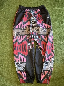 Vintage Nike Pants Mens Medium Black Red Abstract Windbreaker Track 90s Swoosh - Picture 1 of 6