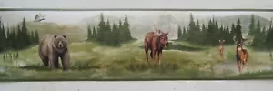 BLACK BEAR , MOOSE & Deer by the WOODS Wallpaper Border 6" - Picture 1 of 4