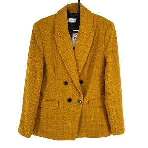 MOTIVI Femme Jaune Tricoté Veste Blazer Taille 42 Ue 38 UK 10 US 6 - Imagen 1 de 11