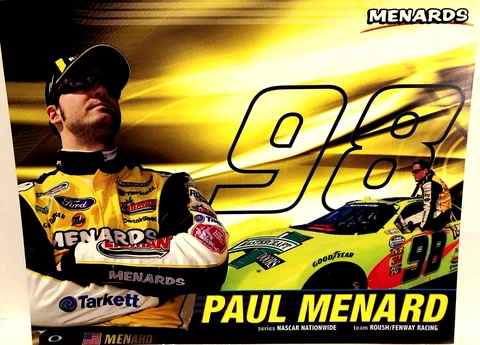 2010 PAUL MENARD/ROUSH/FENWAY MASTERCRAFT FORD NASCAR #98 NATIONWIDE POSTCARD Cover