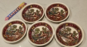 Antique Delft Spode Tower Copeland England Nut Berry Fruit Bowl Dish 5 Piece Set - Picture 1 of 18