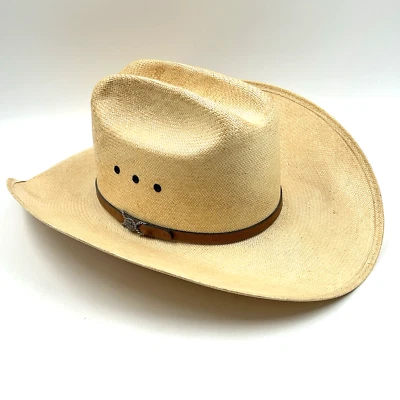 Chapéu Resistol Cowboy Tuff Hedeman Chapéu de Palha Vintage Red Rock 6 7/8 Longo Oval - Imagem 1 de 4