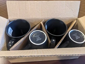 4 Noritake Black On Black Swirl Mug Set Colorscapes 43817 NEW Coffee Mugs 12oz - Picture 1 of 6