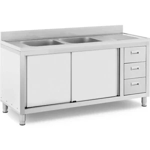 Spülenschrank Spülenunterschrank Spülschrank Edelstahl 2 Becken: 400x400x300 mm - Bild 1 von 6