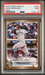 2022 Topps Update Series JULIO RODRIGUEZ oro/2022 debutto rookie #US97 PSA 9 RC - Foto 1 di 2