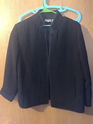 Chico's Black Silk Kimono Style Open Front Lightweight Jacket Size 0 - Image 1 of 4