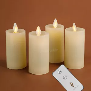 Luminara Flameless Realistic Classic Slim Votive Candles Pillar Wax Ivory 4pcs - Picture 1 of 7