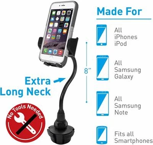 Car Cup Holder Phone Mount Smartphones Swivel Neck Grip Holder GPS Case Rotate - Picture 1 of 7
