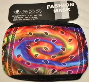 Tie Dye Paisley Multicolor Bandana Forrada Algodón Mascarilla Facial Lavable Reutilizable - Imagen 1 de 2