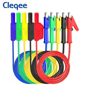 Cleqee Safety Shrouded Banana Plug to Crocodile Alligator Clip Test Leads Cable - Picture 1 of 10