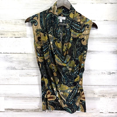 Vestido Granero Mujer Negro Cachemira Acanalado Sin Mangas Envolvente Blusa Camisa Talla S Foto 1 de 4