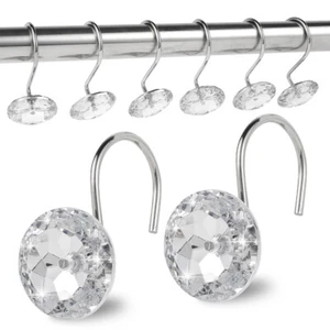 12X Shower Curtain Hooks Acrylic Decorative Curtain Rings Hooks Crystal ShowerЖ - Picture 1 of 9