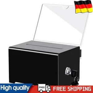 Acrylic Donation Box with Lock and Sign Holder Ballot Box (Black Side Keyhole) - Picture 1 of 11