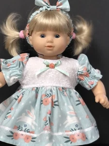 15” Doll clothes Made For Bitty Dolls Green Dress Panties Headband Easter Bunny - Picture 1 of 3