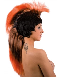 70s Rocker Punk Coloured Mohawk Wig Fancy Dress Halloween Costume Pistols 80s - Picture 1 of 4