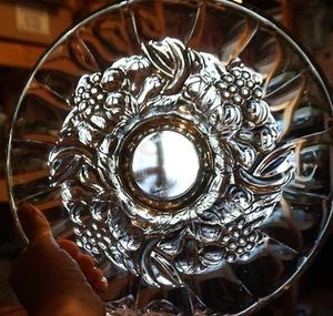 Set of 2 Clear Indiana Glass 13" Footed Garland Fruits Cake Plates Exceptional ! - Picture 1 of 11