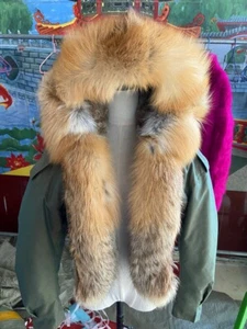 Real Red Fox Fur Parka Coat Short For Women Thick Warm Jackets Winter - Picture 1 of 6